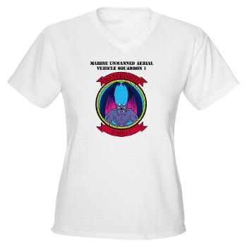 MUAVS1 - A01 - 04 - Marine Unmanned Aerial Vehicle Sqdrn 1 with text - Women's V-Neck T-Shirt